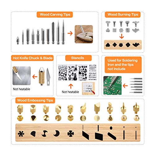gerleek Wood Burning Kit Woodburning Tool with Soldering Iron 54 PCS Woodburner Temperature Adjustable with Soldering Iron Set Pyrography Wood gerleek