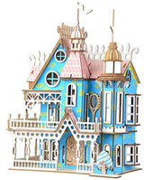 NWFashion Wooden Dream Dollhouse DIY Kits 3D Puzeele for Christmas Party Halloween House (Color Dream House) NWFashion