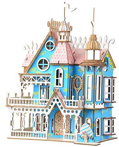 NWFashion Wooden Dream Dollhouse DIY Kits 3D Puzeele for Christmas Party Halloween House (Color Dream House) - WoodArtSupply