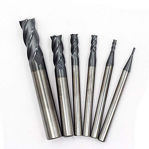 OSCARBIDE Carbide End Mill Set for Steel 4 Flutes CNC Spiral Router Bits 6 Pieces,Square CNC Spiral Router Bits Carbide Dia（1 2 3 4 6 8mm) Tian OSCARBIDE