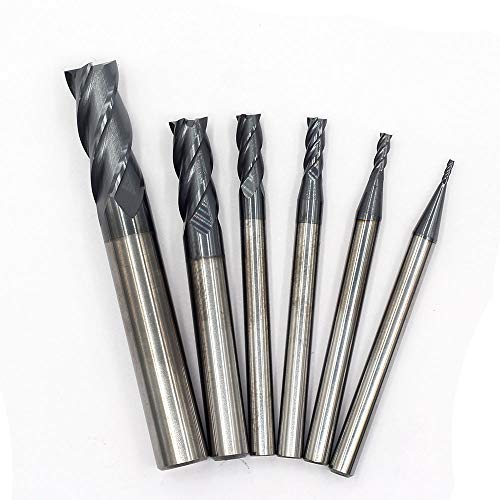 OSCARBIDE Carbide End Mill Set for Steel 4 Flutes CNC Spiral Router Bits 6 Pieces,Square CNC Spiral Router Bits Carbide Dia（1 2 3 4 6 8mm) Tian - WoodArtSupply