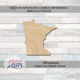 Minnesota Wood Cutouts for crafts, Laser Cut Wood Shapes 5mm thick Baltic Birch Wood, Multiple Sizes Available Elliefont Styles