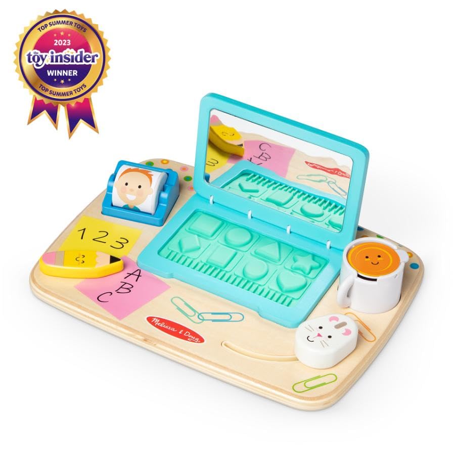 Melissa & Doug Wooden Work & Play Desktop Activity Board Infant and Toddler Sensory Toy - FSC-Certified Materials - WoodArtSupply