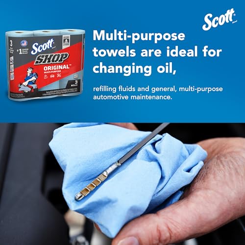 Scott® Shop Towels Original™ (75143), Original Blue Shop Towels, 9.4"x11" sheets, 10 Packs of 3 Rolls (55 Towels/Roll, 30 Rolls/Case, 1,650 SCOTT SHOP ORIGINAL
