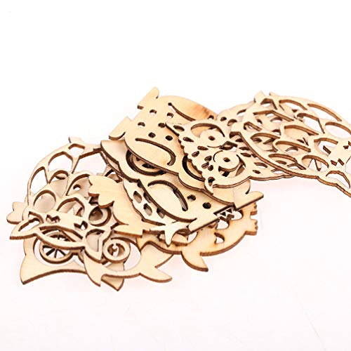 20pcs Wooden Crafts Shapes Craft Wood Slice Wood Hanging Ornament DIY Painting Wood Blanks Wood Owl Cutout Unfinished Wood Ornaments Wooden Cutout TENDYCOCO