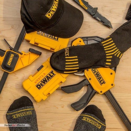 DEWALT Mens Crew Socks | Black Cotton Boot Socks for Men + Men’s Ball Cap Set - WoodArtSupply