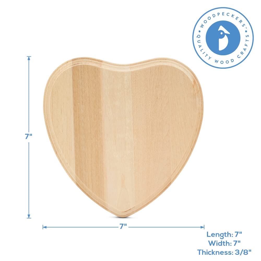 Wooden Hearts 7 inch Pack of 2 Wood Hearts Valentine's Crafts Mother's Day Craft Wooden Craft Hearts Wedding Hearts by Woodpeckers Woodpeckers