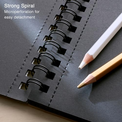 ARTISTO 9x12" Premium Black Paper Pads, Spiral Bound Sketchbook, Pack of 2, 70 Sheets (150g/m2), Acid-Free Drawing Paper, Ideal for Kids, Teens & - WoodArtSupply