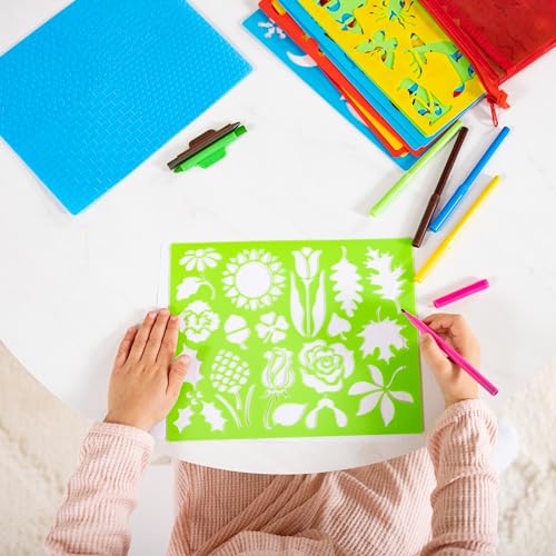 Melissa & Doug Created by Me! Stencil Art Coloring Activity Kit in Storage Pouch - 170+ Designs, 6 Markers, 2 Crayons, Paper - FSC-Certified Melissa & Doug