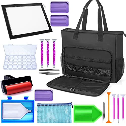 TORIBIO Diamond Painting Storage Bag, Carrying Bag for Diamond Painting Tools, Protective Case for A3 Light Pad and Diamond Painting Light Box and TORIBIO