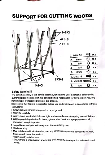 WINMAX TOOLS AUTOMOTIVE Heavy Duty 220 lbs Sawhorse Work Table, Portable Folding Sawhorse, Adjustable Steel Sawbuck for Firewood, Lightweight Log WINMAX TOOLS AUTOMOTIVE