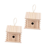 BESPORTBLE 2pcs Hanging Wooden Bird's Nest Wood Decor Wooden Decor Bird Feeders for Outdoors Parakeet Wooden Bird Nest Wood Trim Natural Bird Hut BESPORTBLE