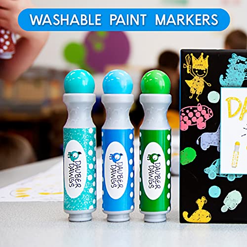 Washable Shimmer & Regular Dot Markers - 16 Pack Downloadable Activity Sheets For Kids, Toddler Art Activities, Preschool Children Arts Crafts