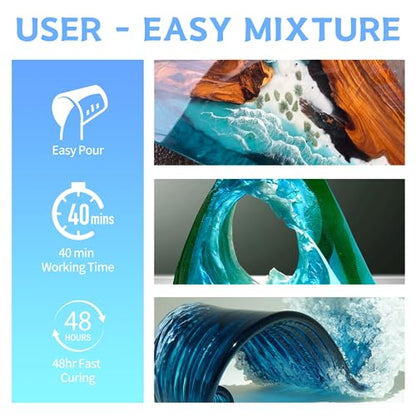 Myqiuf Epoxy Resin Kit, 1 Gallon/128OZ Epoxy Resin Crystal Clear Not Yellowing No Bubble Self Leveling for DIY Molds Wood Jewelry Table Tops Bar Top - WoodArtSupply