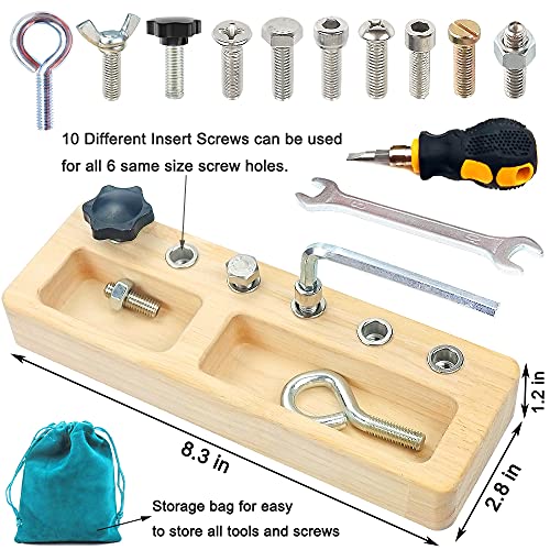 14 Pcs Kids Montessori Screwdriver Board Set, Wooden Screw Driver Activities Tools Montessori Toys for 3 4 5 Year Old, Basic Skills Educational Yowlieu