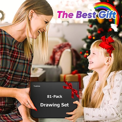 Art Supplies for Adults Kids, 81-Pack Pro Art Kit School Drawing Supplies Pencil Set, Sketch Book, Sketching Pencils Kits, Graphite Pencils, Charcoal Taotree
