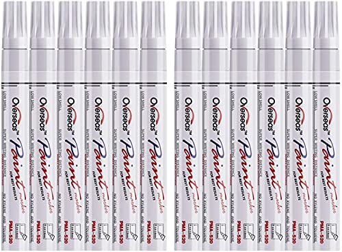 Lesun White Paint Pens Paint Markers, 12 Pack Waterproof Oil-Based Paint Pen Set Quick Dry and Permanent, Markers for Rock Painting, Stone, Ceramic, - WoodArtSupply