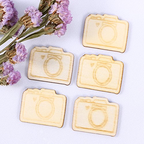 SUPVOX 20pcs Unfinished Wood Cutout Wooden Camera Shape Natural Wood Pieces for DIY Arts Crafts Projects SUPVOX
