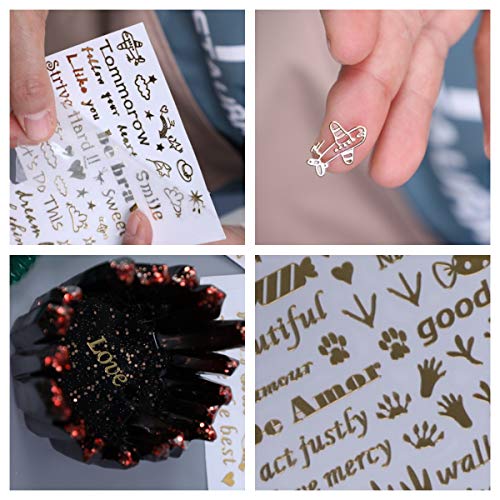 Resin Stickers Resin Fillers Resin Inserts Word Stickers for Resin Epoxy Stickers Resin Letters Copper Gold Metallic Word Stickers
