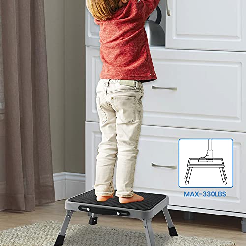 TreeLen 1-Step 330lbs Capacity Folding Metal Step Stool, Portable Step Ladder, Non-Slip, Sturdy - WoodArtSupply