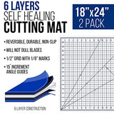 U.S. Art Supply - Pack of 2-18" x 24" White/Blue Professional Self Healing 5-6 Layer Double Sided Durable Non-Slip Cutting Mat Great for U.S. Art Supply