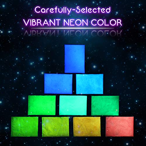 Glow in The Dark Pigment Powder - Epoxy Resin Color Pigment Dyes for DIY Slime Coloring Kit - Luminous Skin Safe Long Lasting Self Glowing for Limino