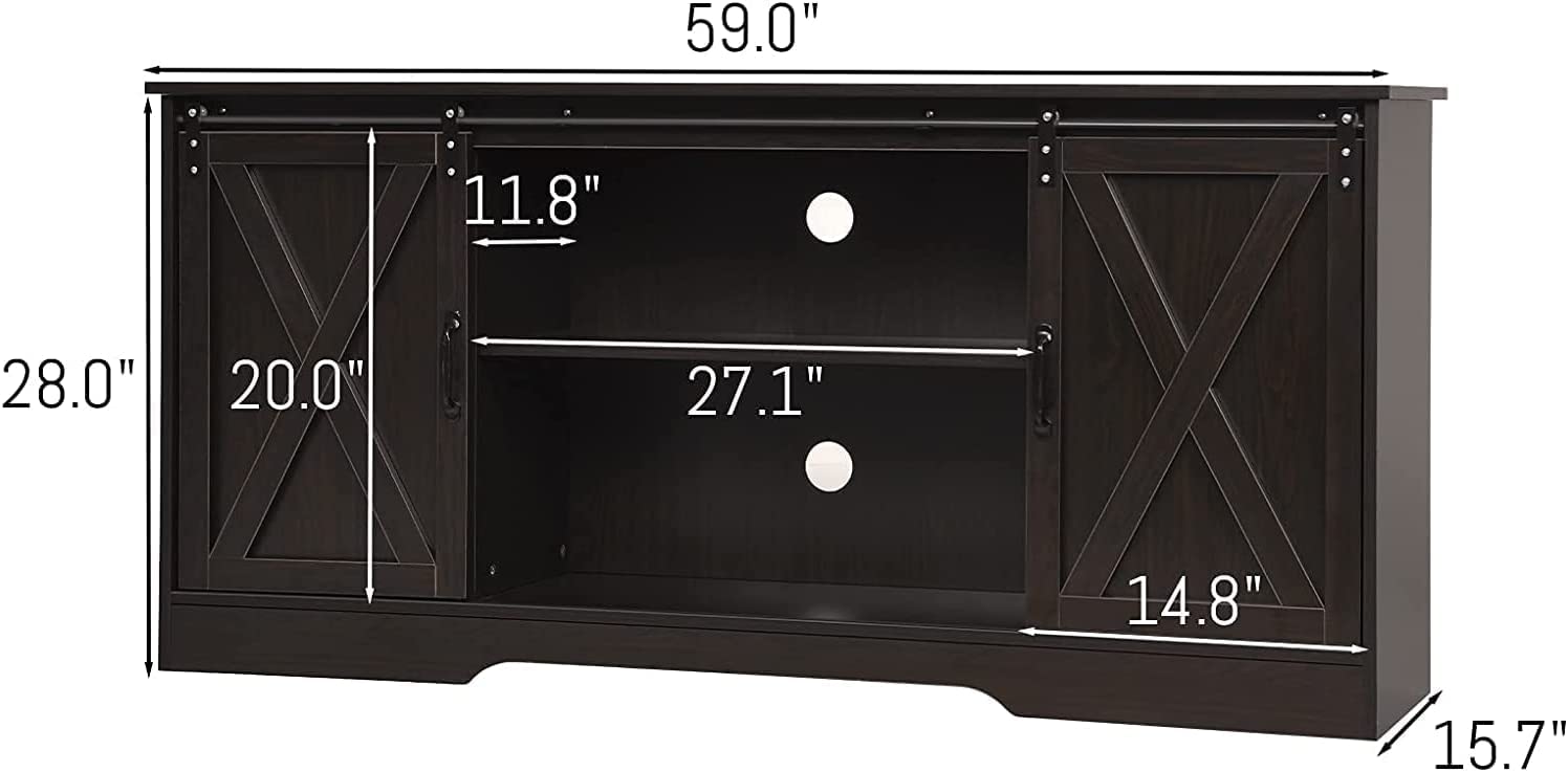 Farmhouse Espresso Coffee Bar Cabinet with Sliding Barn Doors & Ample Storage 4ever2buy