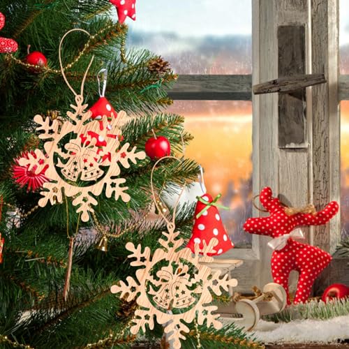 ABOOFAN 1 Set of Christmas Unfinished Wooden Snowflake Ornaments Snowflake Hanging Cutouts Blank Wood Slices Embellishments for Xmas Tree Decorations ABOOFAN