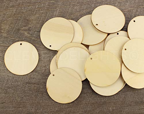 CleverDelights 2 Inch Wood Circles - 100 Pack - 1/16" Thick - 2" Round Unfinished Craft Pieces CleverDelights