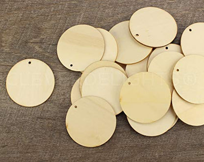 CleverDelights 2 Inch Wood Circles - 100 Pack - 1/16" Thick - 2" Round Unfinished Craft Pieces - WoodArtSupply