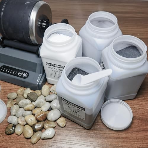 6 LBS Large Weight 4 Step Rock Tumbler Grit Set, Tumbling Media Refill-Coarse / Medium Grit / Pre-Polished / Final Polish, Works with Any Rock SACKORANGE