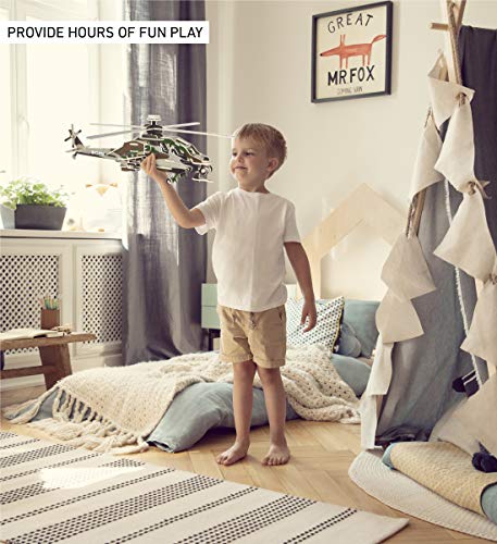 Puzzled 3D Puzzle Apache Helicopter Wood Craft Construction Model Kit, Fun Unique & Educational DIY Wooden Toy Assemble Model Unfinished Crafting Puzzled