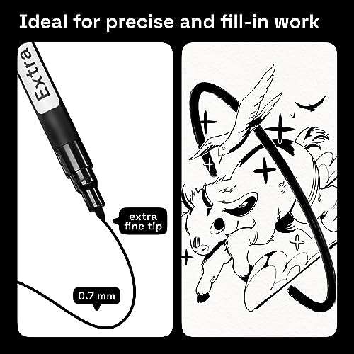 ARTISTRO Black Paint Pens for Rock Painting, Stone, Ceramic, Glass, Wood, Tire, Fabric, Metal, Canvas. Set of 5 Water Based Black Markers for Acrylic ARTISTRO