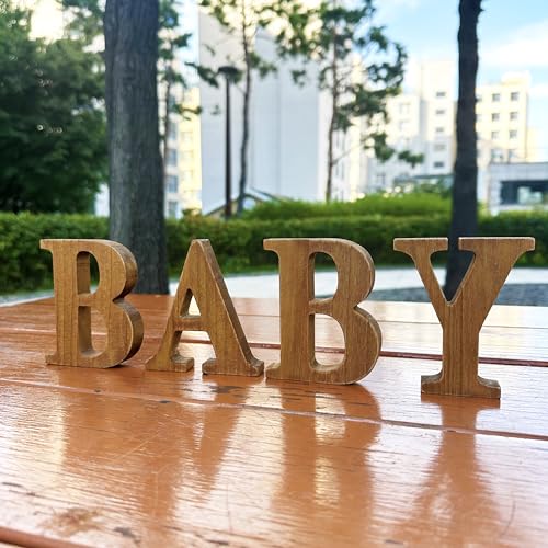 Small Wood Baby Letters for Rustic Baby Shower Decorations Gender Neutral Baby Shower Centerpiece Decor Gender Reveal Party Supplies Unidemo