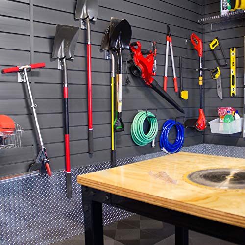 Proslat 88105 Heavy Duty PVC Slatwall Garage Organizer, 8-Feet by 4-Feet Section, 10 Panels, Charcoal (Dark Grey) PROSLAT