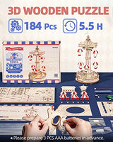 ROKR 3D Wooden Puzzles for Adults-LED Wooden Music Box Kits-Wood Model Kits to Build-3D Puzzles for Kids and Adults-Christmas STEM Toy Gifts ROKR