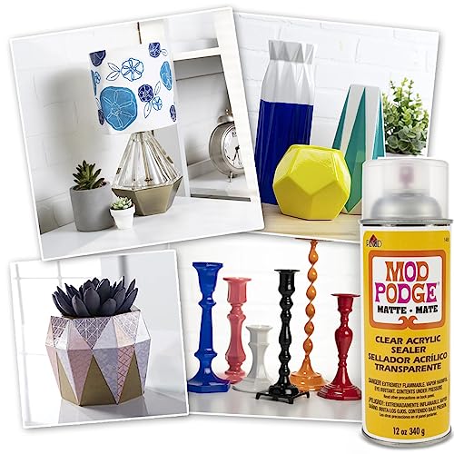 Mod Podge Spray Acrylic Sealer Matte 2-Pack, Clear Coating Matte Paint Sealer Spray, Spray Can Sprayer Handle GRAS Art Bundles