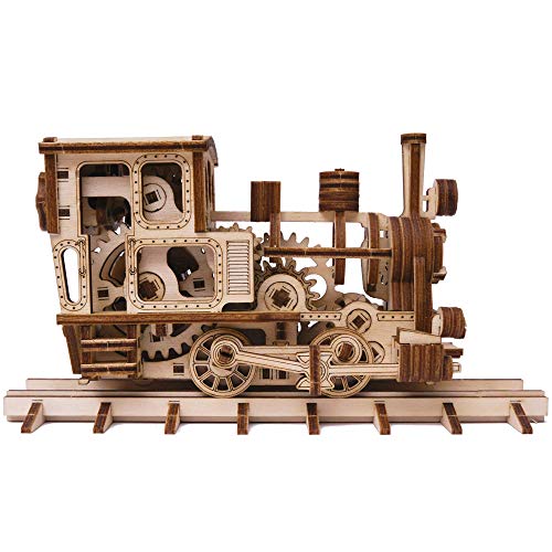 Wood Trick Train 3D Wooden Puzzle for Adults and Kids to Build - 6x4″ - Locomotive Model Kit for Adults and Kids Wood Trick