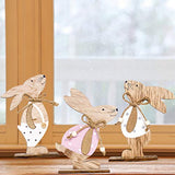 MAGICLULU 3pcs Bunny Wooden Craft Ornaments Easter Bunny Wood Desktop Craft Unfinished Bunny Table Wooden Signs for Easter Spring Home Decor MAGICLULU