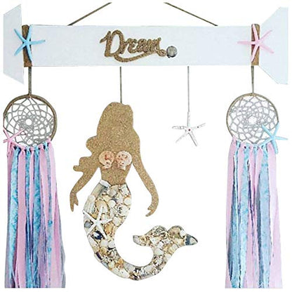 Mermaid Cutout Unfinished Wood Summer Beach House Nautical Door Hanger MDF Shape Canvas Style 3