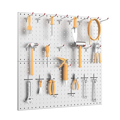WALMANN Metal Pegboard Panels for Wall Garage Tools Pegboard Storage System for Garage, Workbench, Shed Modular Peg Board Organizer Board(Pack of 2, WALMANN