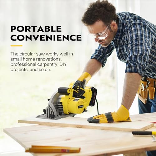 VIVOHOME 7-1/4-Inch Circular Saw Kit, 20V Brushless 4000 RPM, Max Cutting Depth 2-12/25"(90°), 1-5/8"(45°), Cordless Saw with a 4.0-Ah Battery, Fast VIVOHOME