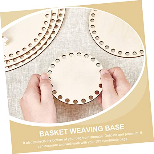 Ciieeo 10 Pcs Woven Bag Base Round Purse Knitted Tote Bag Woven Baskets DIY Wood Bag Bottom Crochet Basket Kit Basket Weaving Kit Wood Crocheting Bag Ciieeo