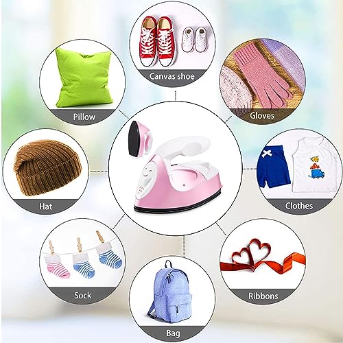 GoLashFun Mini Craft Iron,Pink Mini Heat Press Machine Small Iron Portable Travel Handy Heat Iron-on for DIY Transfer Projects,Crafting Clothes GoLashFun