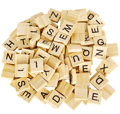 PINOWU 200pcs Wooden Letter Tiles for Scrabble Crossword Game Wood Scrabble Letters Replacement for DIY Craft Gift Decoration Scrapbooking and Making - WoodArtSupply