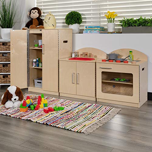 Flash Furniture Children's Wooden Kitchen Set - Stove, Sink and Refrigerator for Commercial or Home Use - Safe, Kid Friendly Design - WoodArtSupply