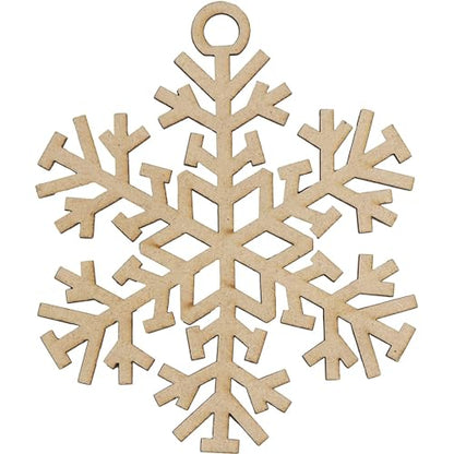 24 Pcs Unfinished Wood Snowflake Shaped Christmas Tree Wooden