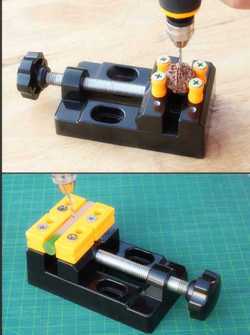 Mini Bench Clamp Flat Table Vice Adjustable Drill Press Vice for DIY Jewelry Walnut Nuclear Drilling Carving Watch Repair Tool Hozzwhoo