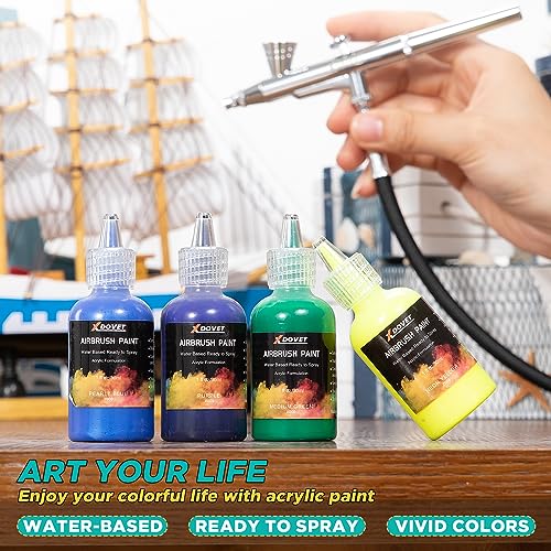 XDOVET 24 Colors Airbrush Paint Set (30 ml/1 oz) with thinner & cleaner, Ready to Spray, Opaque & Neon Colors, Water-Based, Premium Acrylic Airbrush - WoodArtSupply