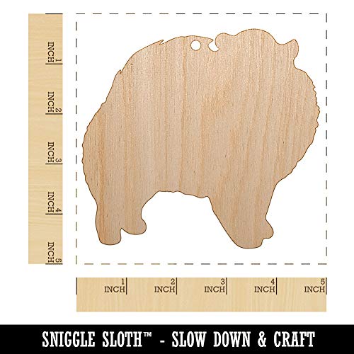 Pomeranian Dog Solid Unfinished Craft Wood Holiday Christmas Tree DIY Pre-Drilled Ornament Sniggle Sloth